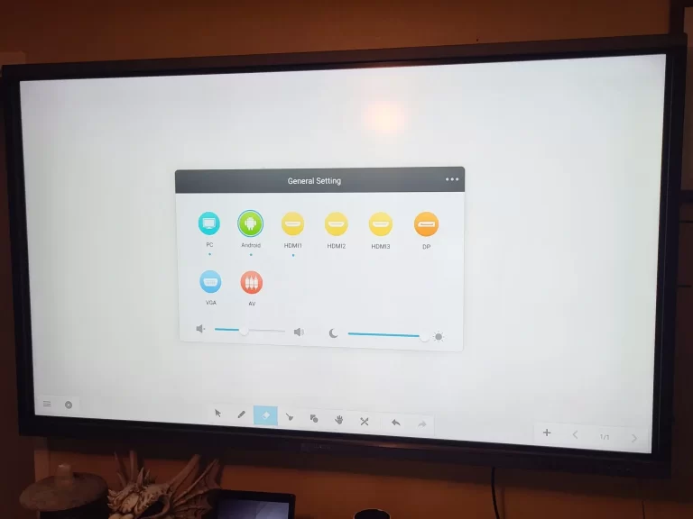 86" Boxlight 4K Interactive Display Touchscreen Input Menu