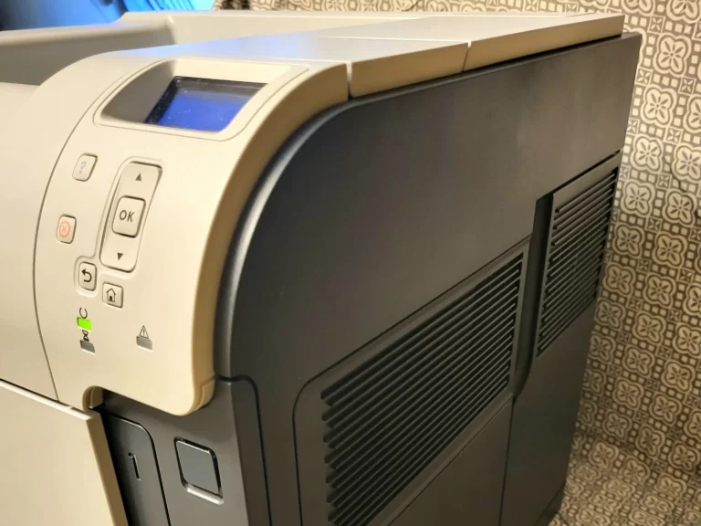 HP LaserJet Enterprise 600 Printer M601 side view one HP LaserJet Enterprise 600 Printer M601 side view one