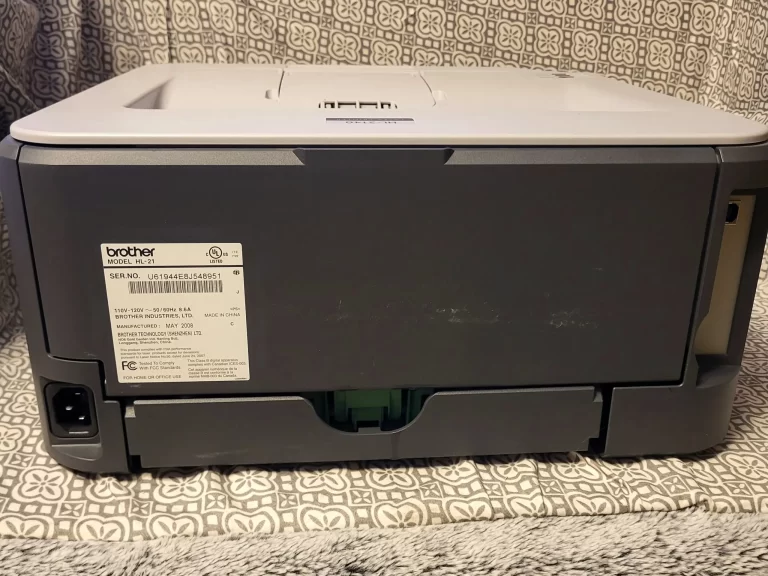 Brother HL-2140 Monochrome Laser Printer back view Brother HL-2140 Monochrome Laser Printer back view