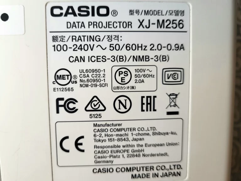 Casio Lampfree XJ-M256 Signature Series WXGA 3000lm Multimedia Projector Label