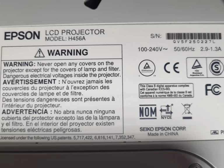 Epson PowerLite 470 Projector Label Epson PowerLite 470 Projector Label