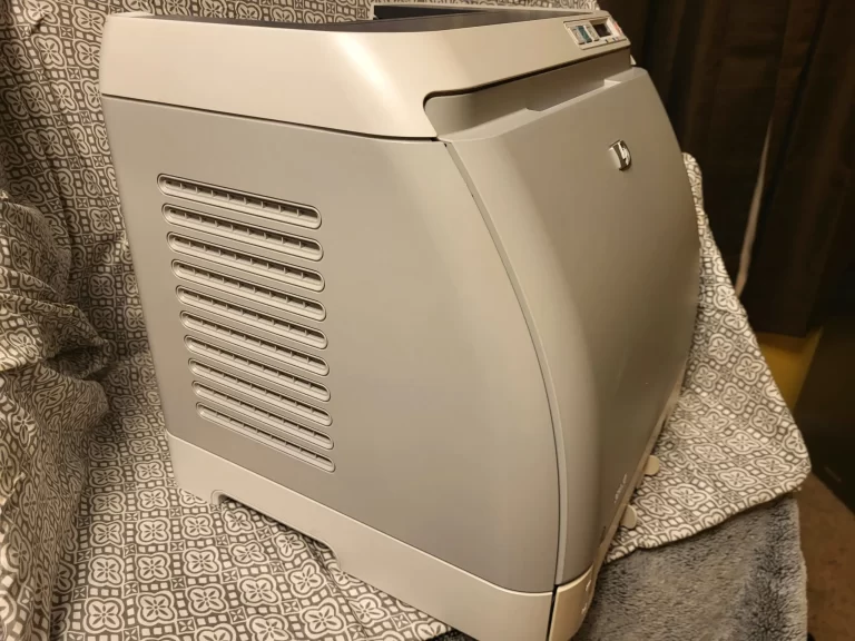 HP Color LaserJet 2600n Printer side view one HP Color LaserJet 2600n Printer side view one