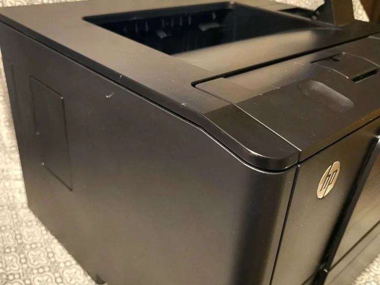 HP LaserJet Pro 400 Printer M401 Series side view two HP LaserJet Pro 400 Printer M401 Series side view two