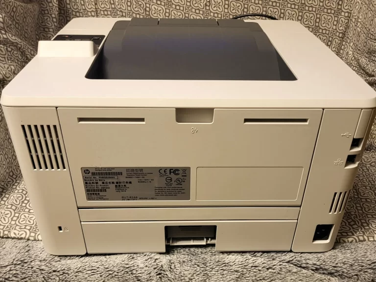 HP LaserJet Pro M402dn Monochrome Laser Printer Back View HP LaserJet Pro M402dn Monochrome Laser Printer Back View
