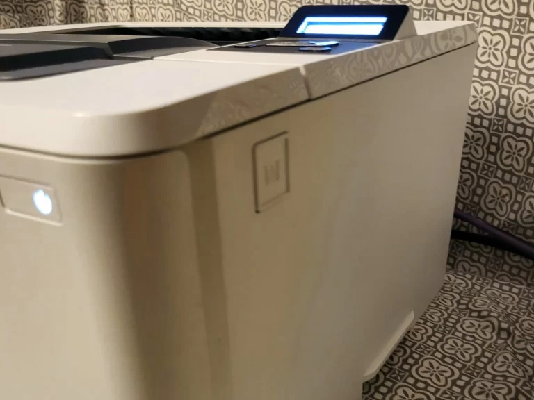 HP LaserJet Pro M402dn Monochrome Laser Printer Side View One HP LaserJet Pro M402dn Monochrome Laser Printer Side View One