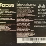 InFocus IN116xv Projector Label InFocus IN116xv Projector Label