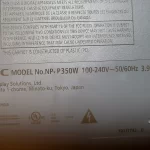 NEC P350W Projector Label NEC P350W Projector Label