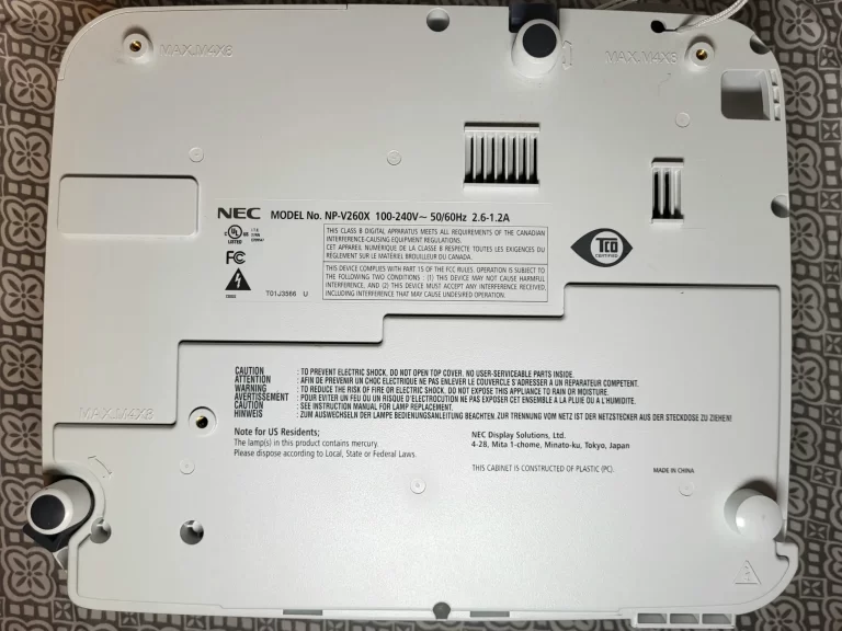 NEC V260X Projector Bottom View