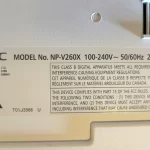 NEC V260X Projector Label