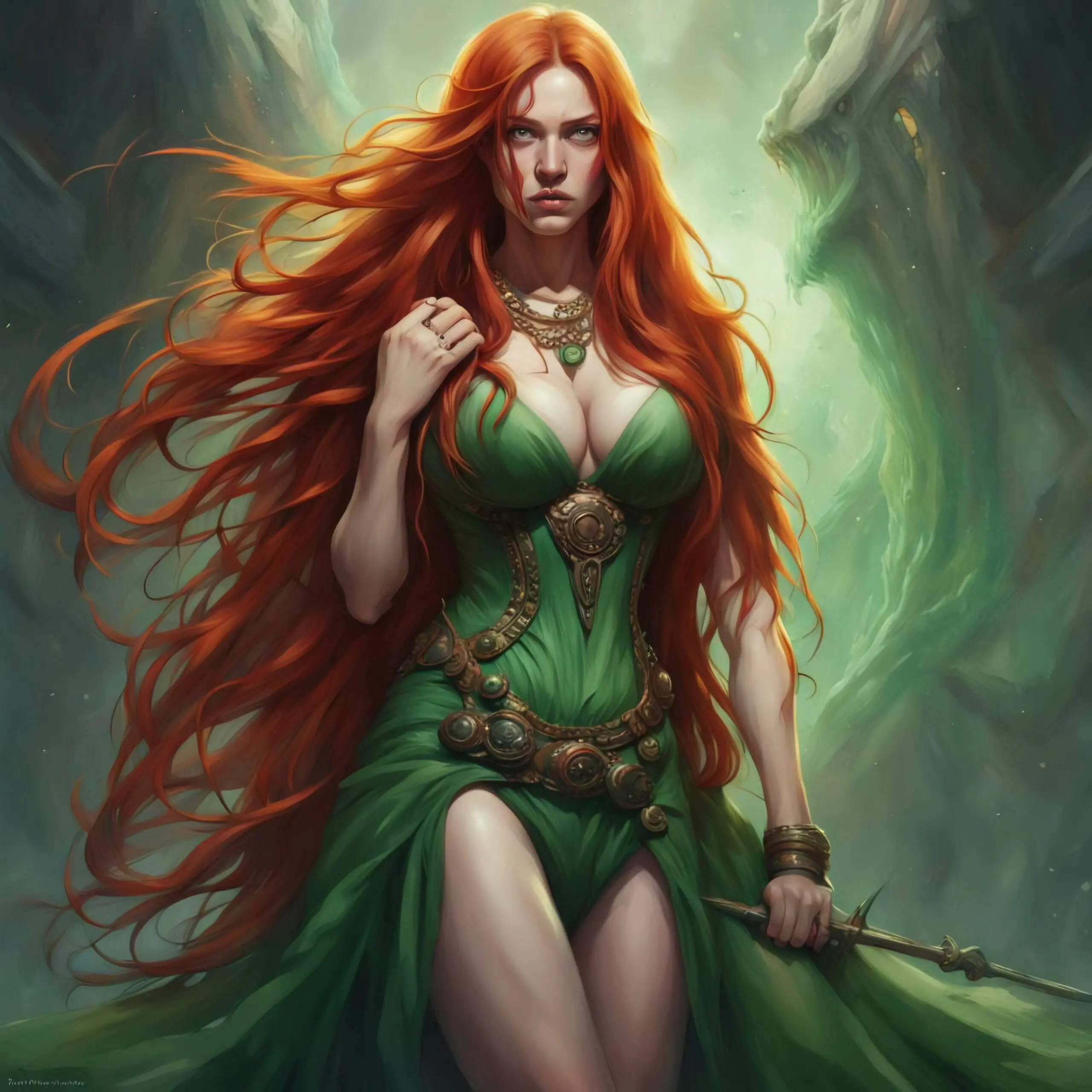 a woman with long red hair and green dress, electronic repair, computer repair, cell phone repair