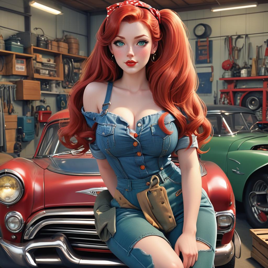 a hot redhead woman letalia sitting on a car 1950s preset. Letalia's Loot Used and Refurbished Electronics 